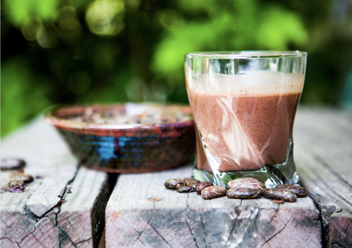 A prepared glass of cacao