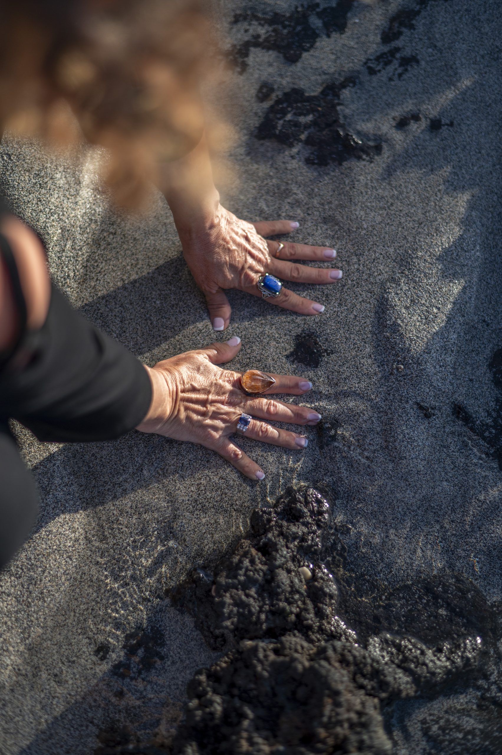 Shakti's hands connecting with the earth