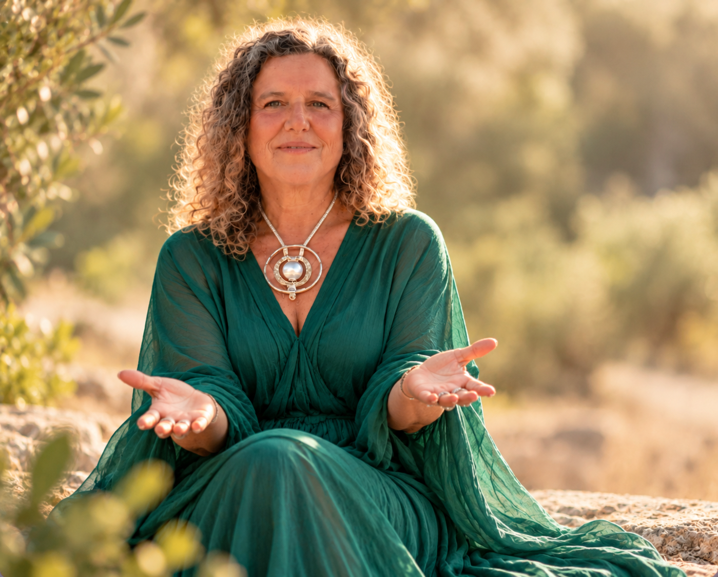 Shakti Bottazzi in a green robe