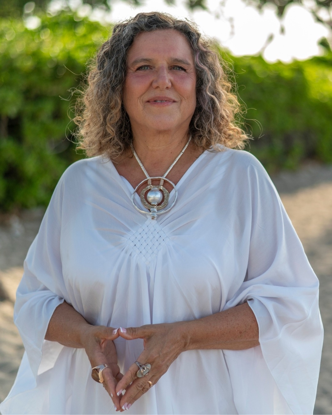 Shakti Bottazzi in white ceremonial clothing