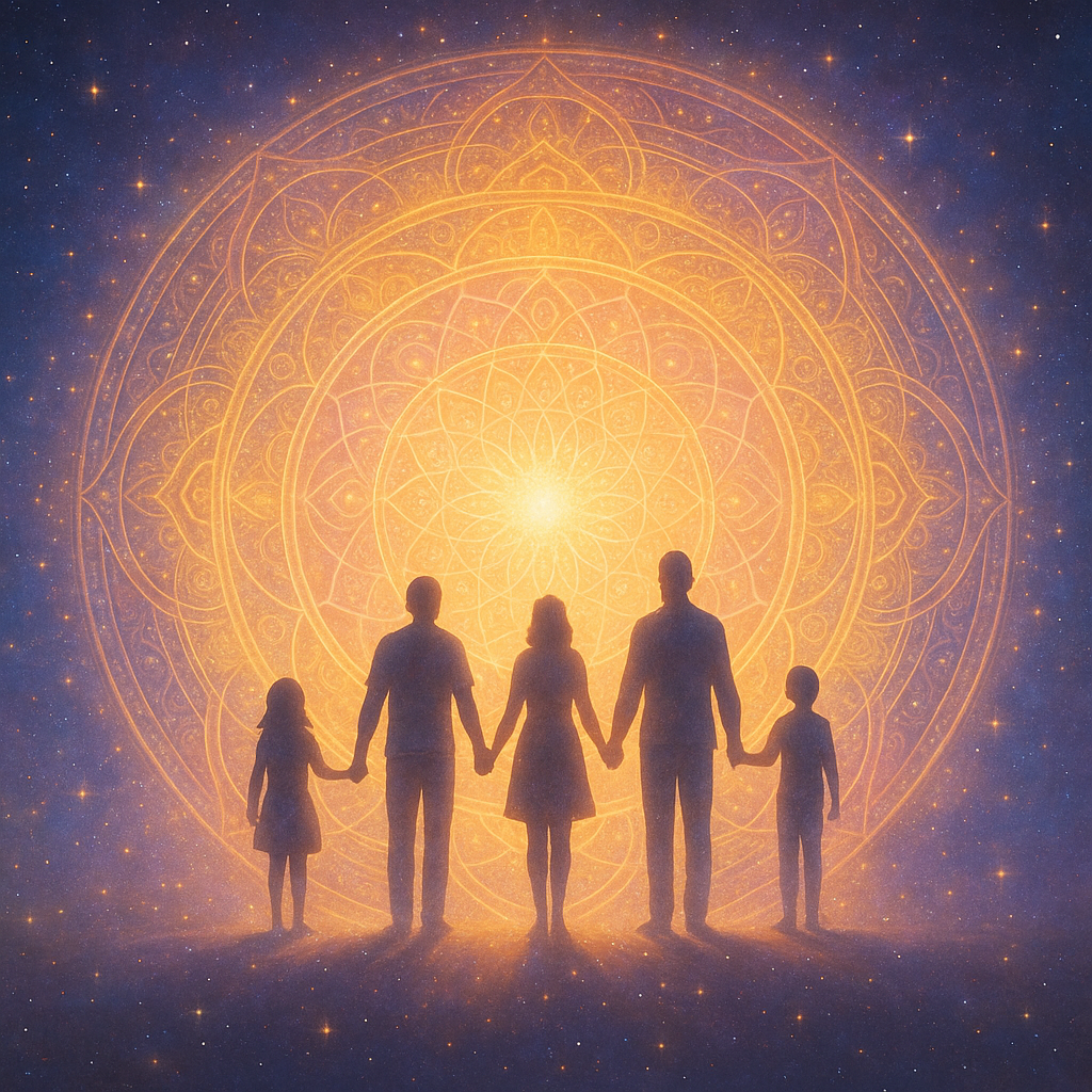 A luminous mandala symbolizing family and ancestral connection